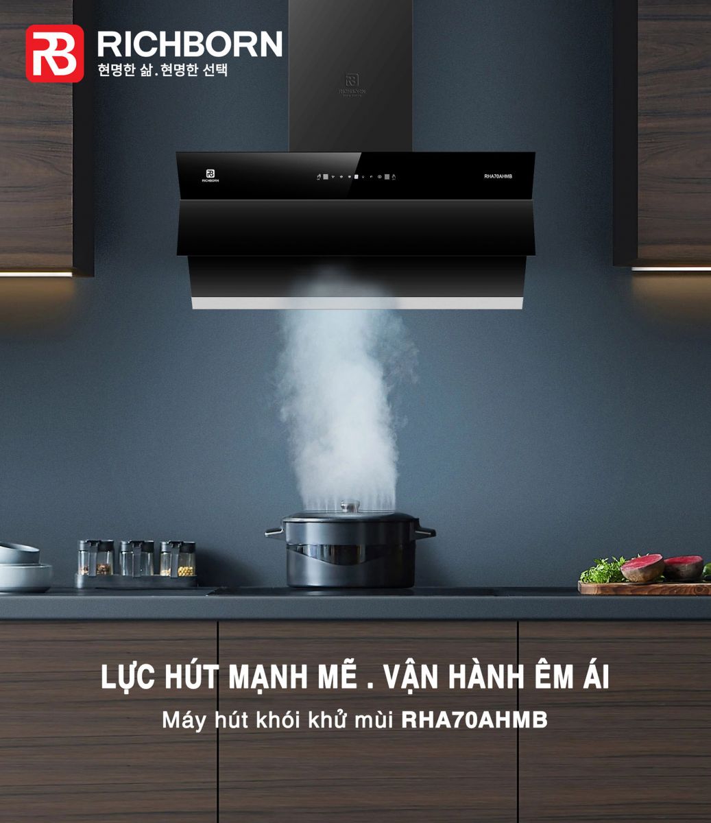 giới thiệu về Máy Hút Mùi RICHBORN RHA70AHMB